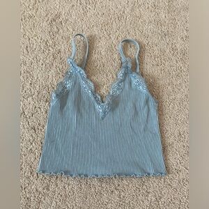 Forever 21 Women's Blue Lace Trim Top